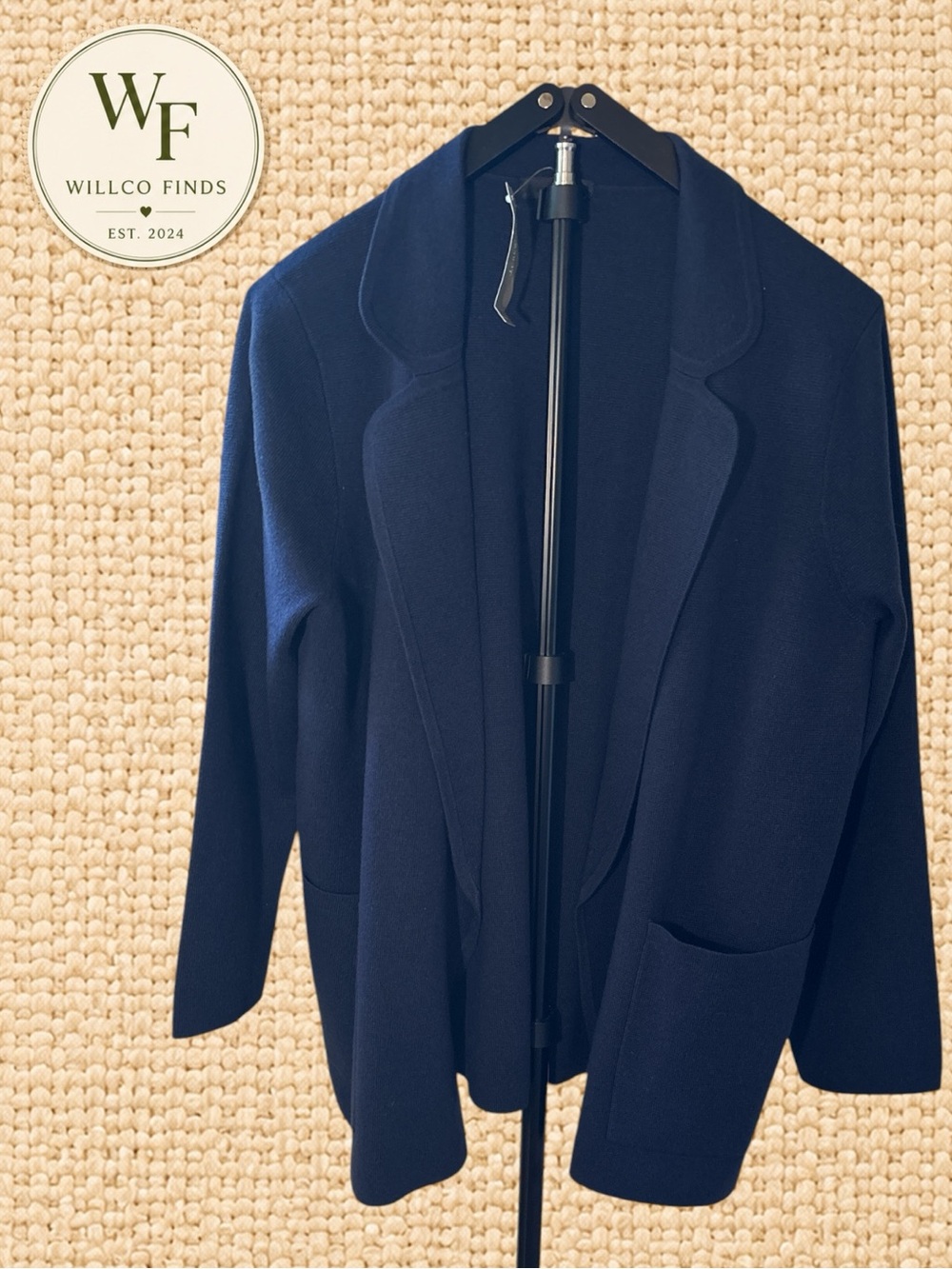 J.Crew Navy Blue Knit Open Front Blazer Cardigan Jacket Women’s Small NWT